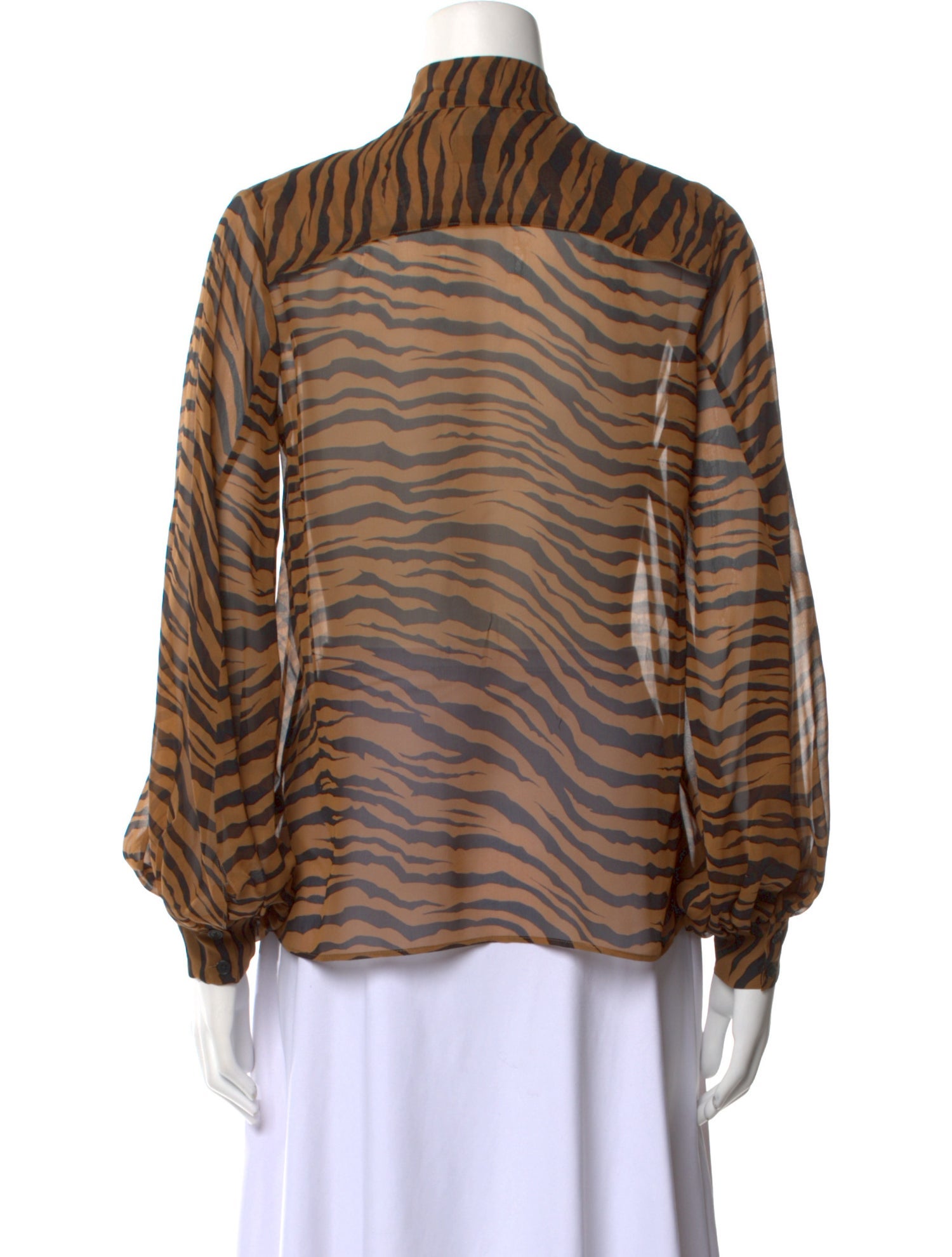 Nili Lotan Silk Animal Print Button-Up Top